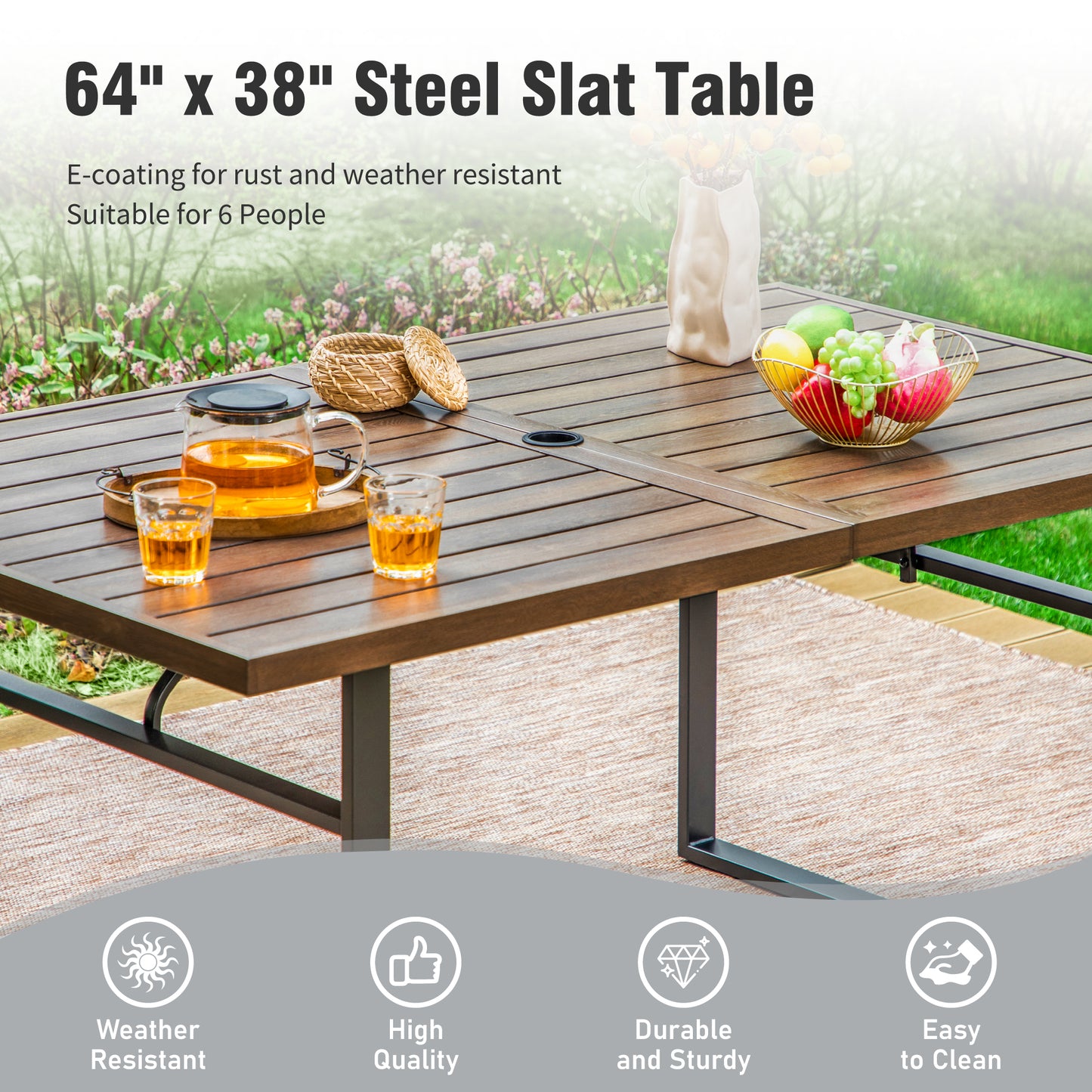 Captiva Designs 7pc Kitchen Furniture Set with Steel Dining Table & Cushioned Metal Chairs