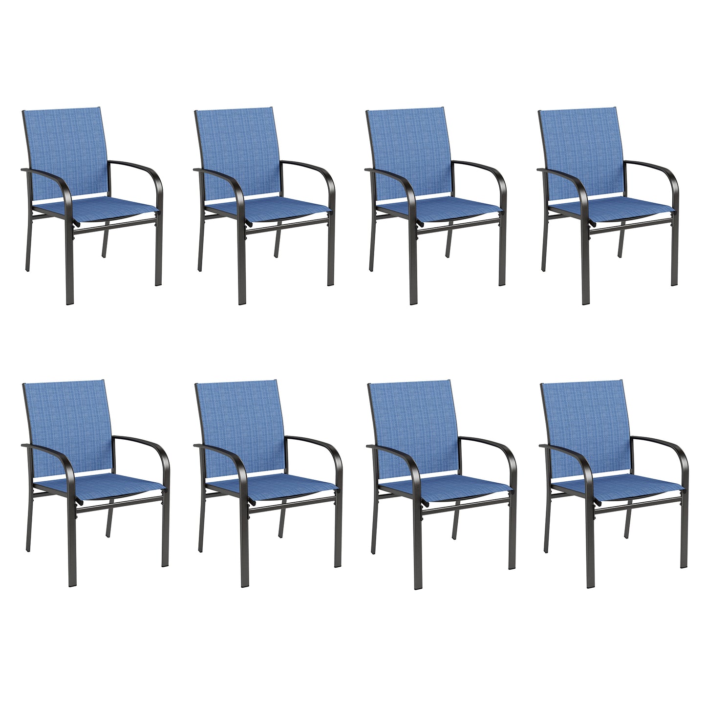 Captiva Designs Outdoor Patio Quick-dry Textilene Sling Fixed Dining Chairs with Steel Frame