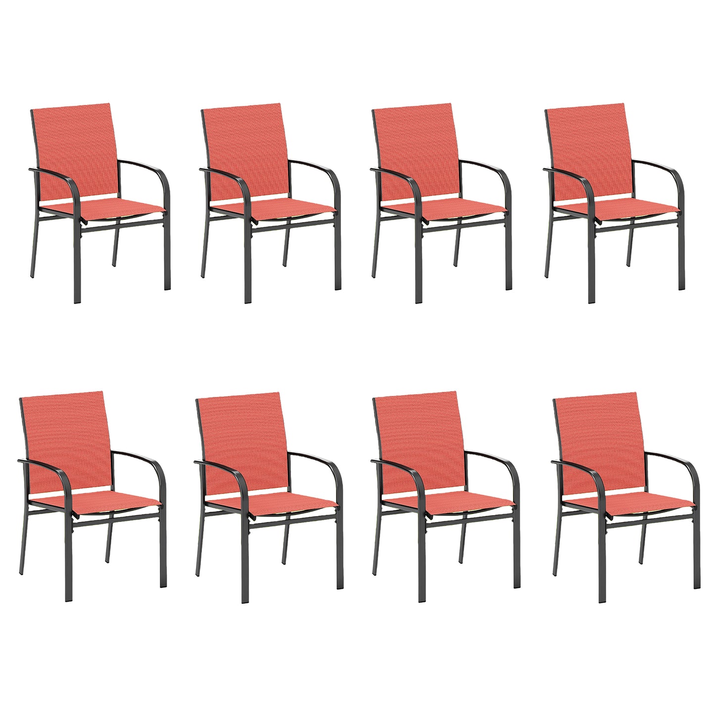 Captiva Designs Outdoor Patio Quick-dry Textilene Sling Fixed Dining Chairs with Steel Frame