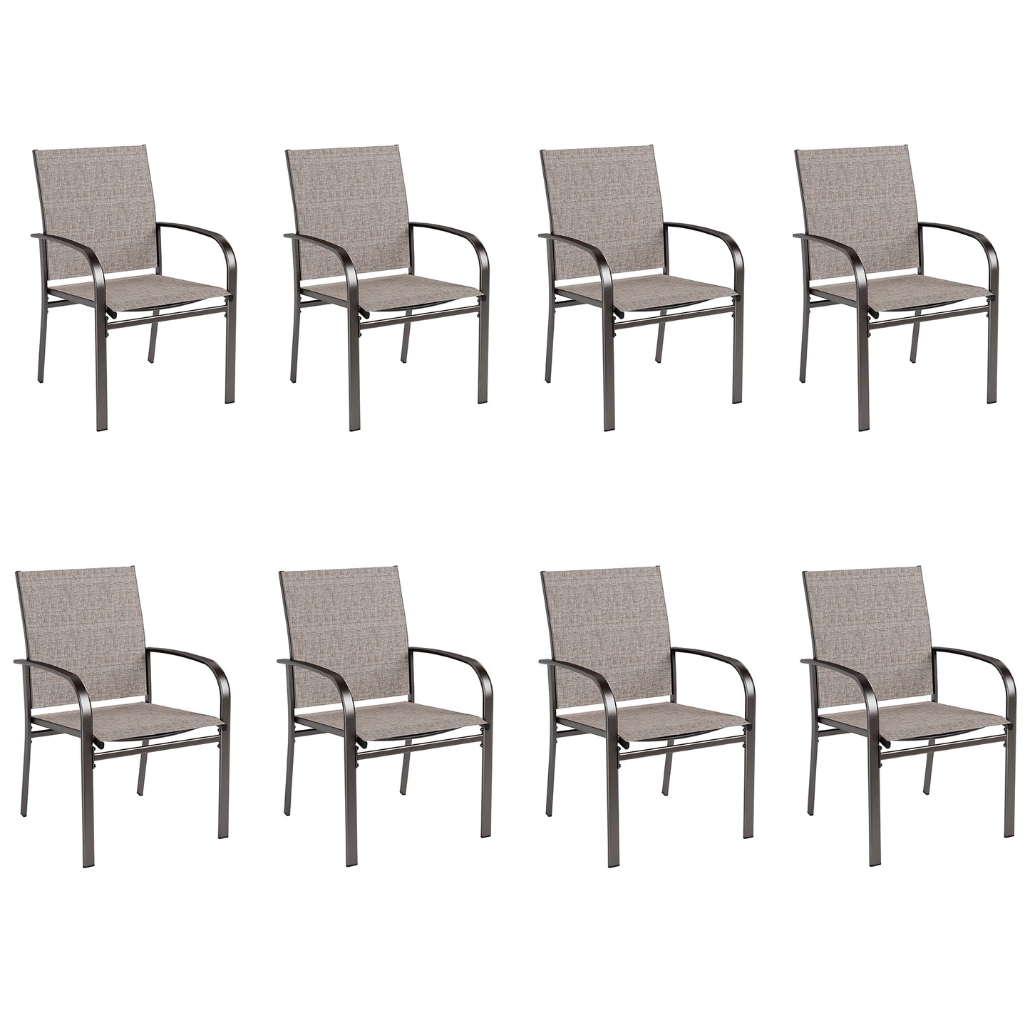Captiva Designs Outdoor Patio Quick-dry Textilene Sling Fixed Dining Chairs with Steel Frame