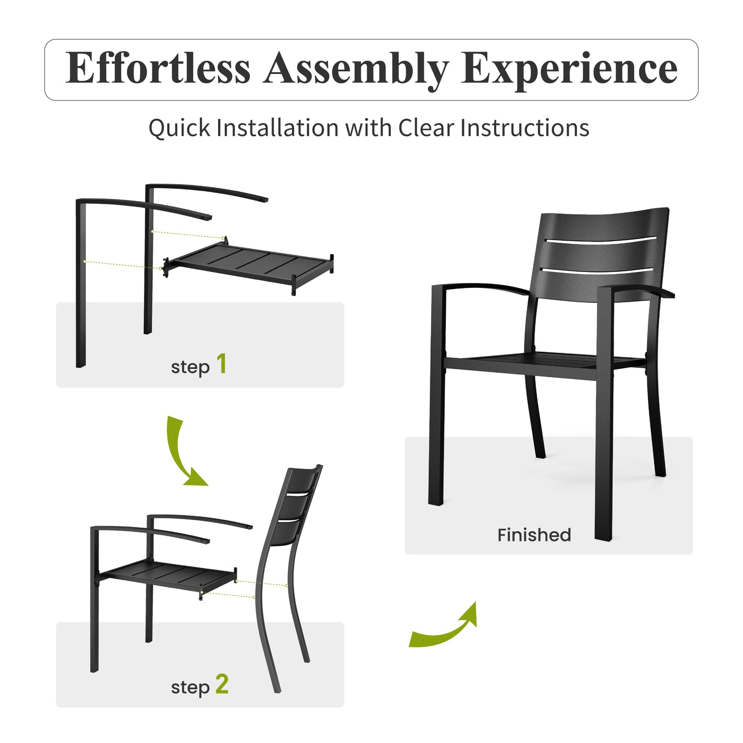 Captiva Designs 5pc Outdoor Patio Steel Dining Table & Metal Chairs with Stripe Back