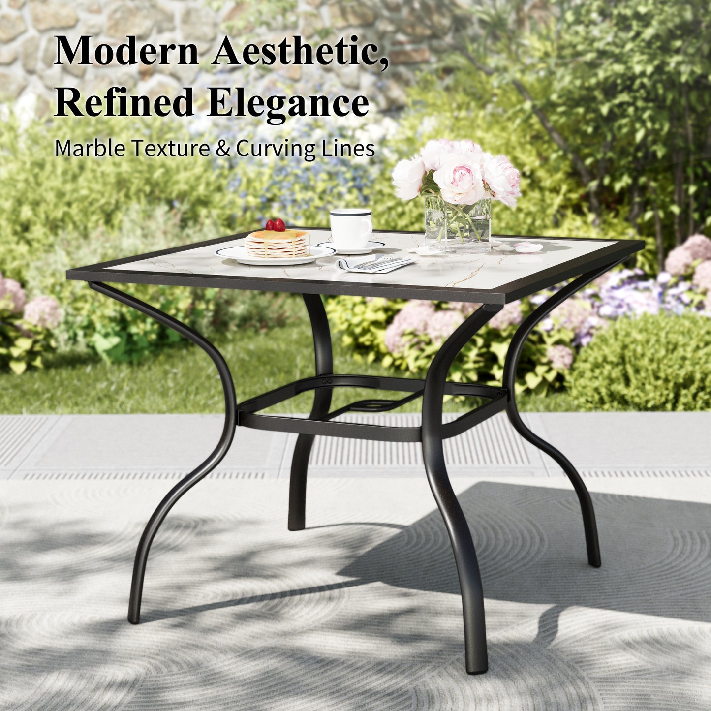 Captiva Designs Patio Dining Set with Steel Table & Quick-dry Sling