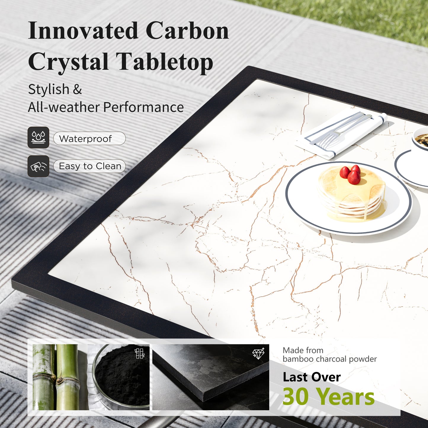 Captiva Designs Patio Dining Set with Steel Table & Quick-dry Sling