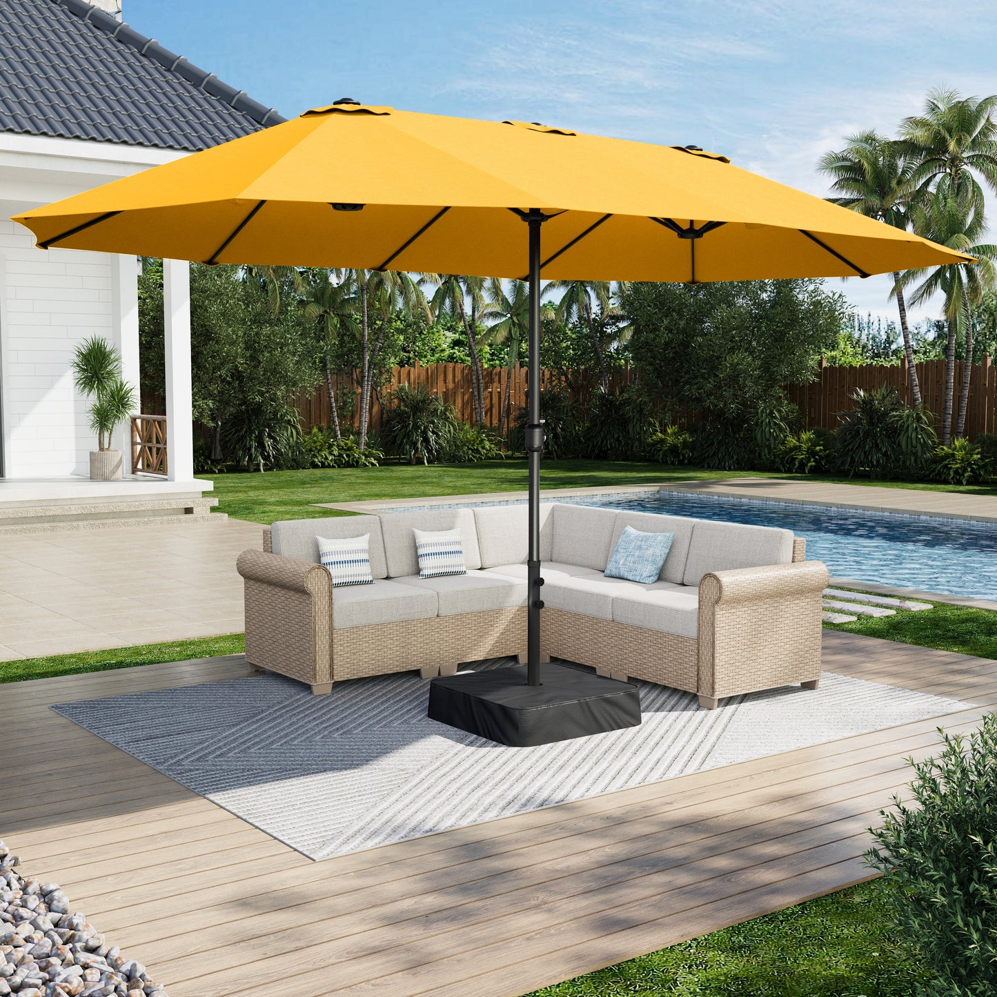 Captiva Designs 9'x15' Rectangular Outdoor Market Umbrella with Crank Handle