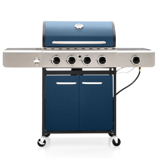 Captiva Designs 4-Burner Propane BBQ Grill with Side Burner &Porcelain-Enameled Grates - 42,000 BTU