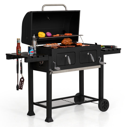 Captiva Designs Extra Large Charcoal BBQ Grill with 794 sq. in. Cooking Area, Adjustable Charcoal Trays & Foldable Side Tables