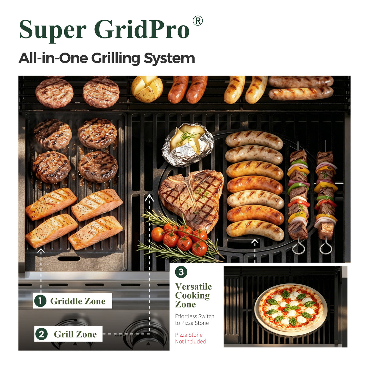 Garden GROTTO Propane Gas Grill, 4-Burner BBQ with Infrared Side Burner