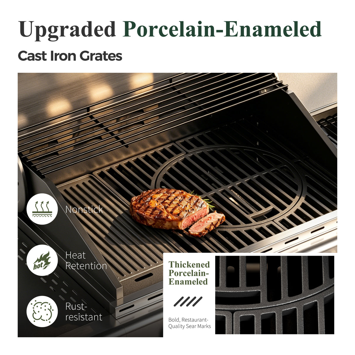 Garden GROTTO Propane Gas Grill, 4-Burner BBQ with Infrared Side Burner