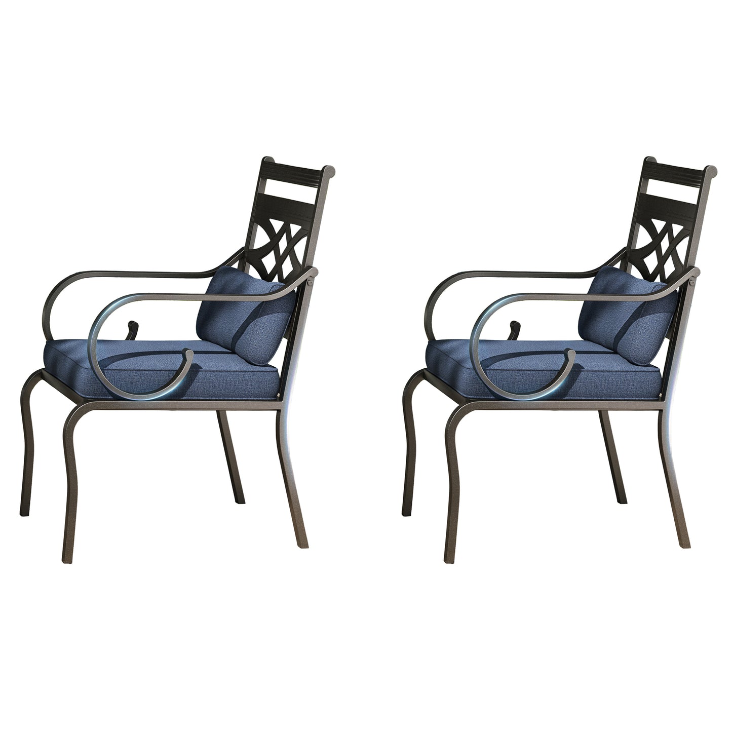 Captiva Designs Outdoor Patio Dining Floral Back Steel Chairs with Thick Seat & Back Cushion
