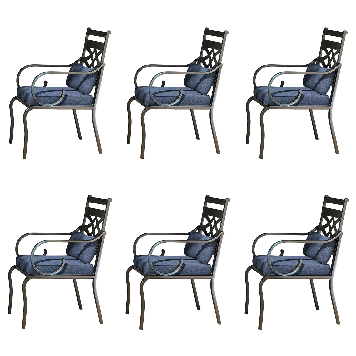 Captiva Designs Outdoor Patio Dining Floral Back Steel Chairs with Thick Seat & Back Cushion