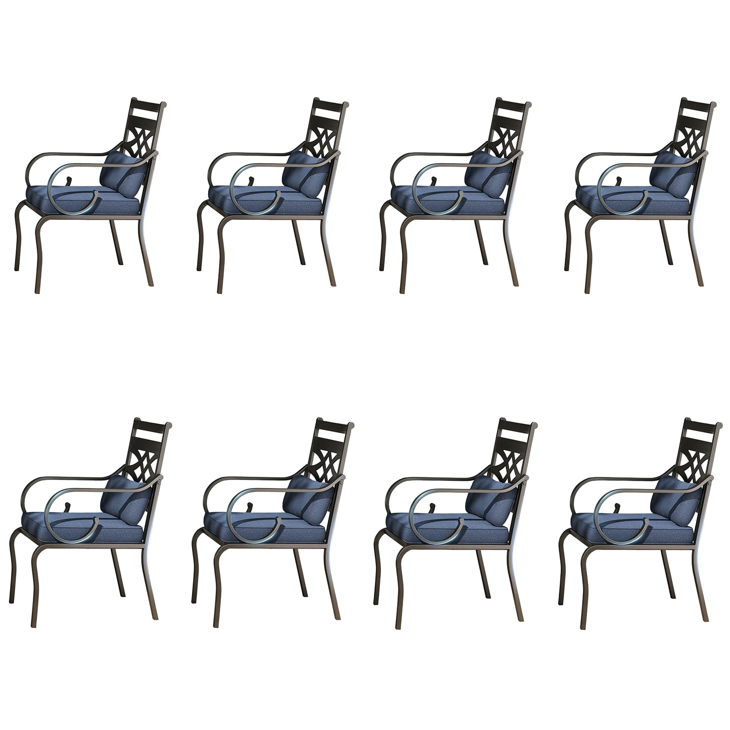 Captiva Designs Outdoor Patio Dining Floral Back Steel Chairs with Thick Seat & Back Cushion