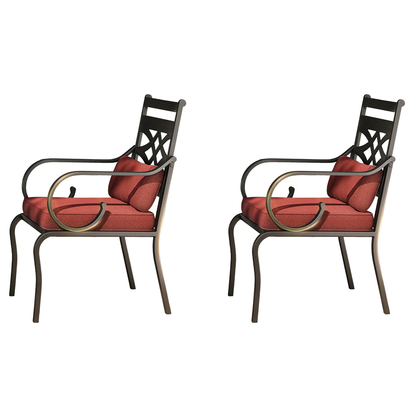 Captiva Designs Outdoor Patio Dining Floral Back Steel Chairs with Thick Seat & Back Cushion