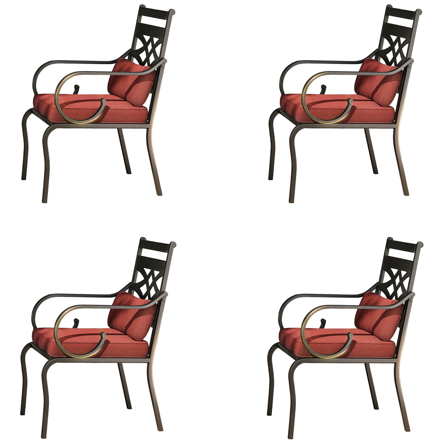 Captiva Designs Outdoor Patio Dining Floral Back Steel Chairs with Thick Seat & Back Cushion