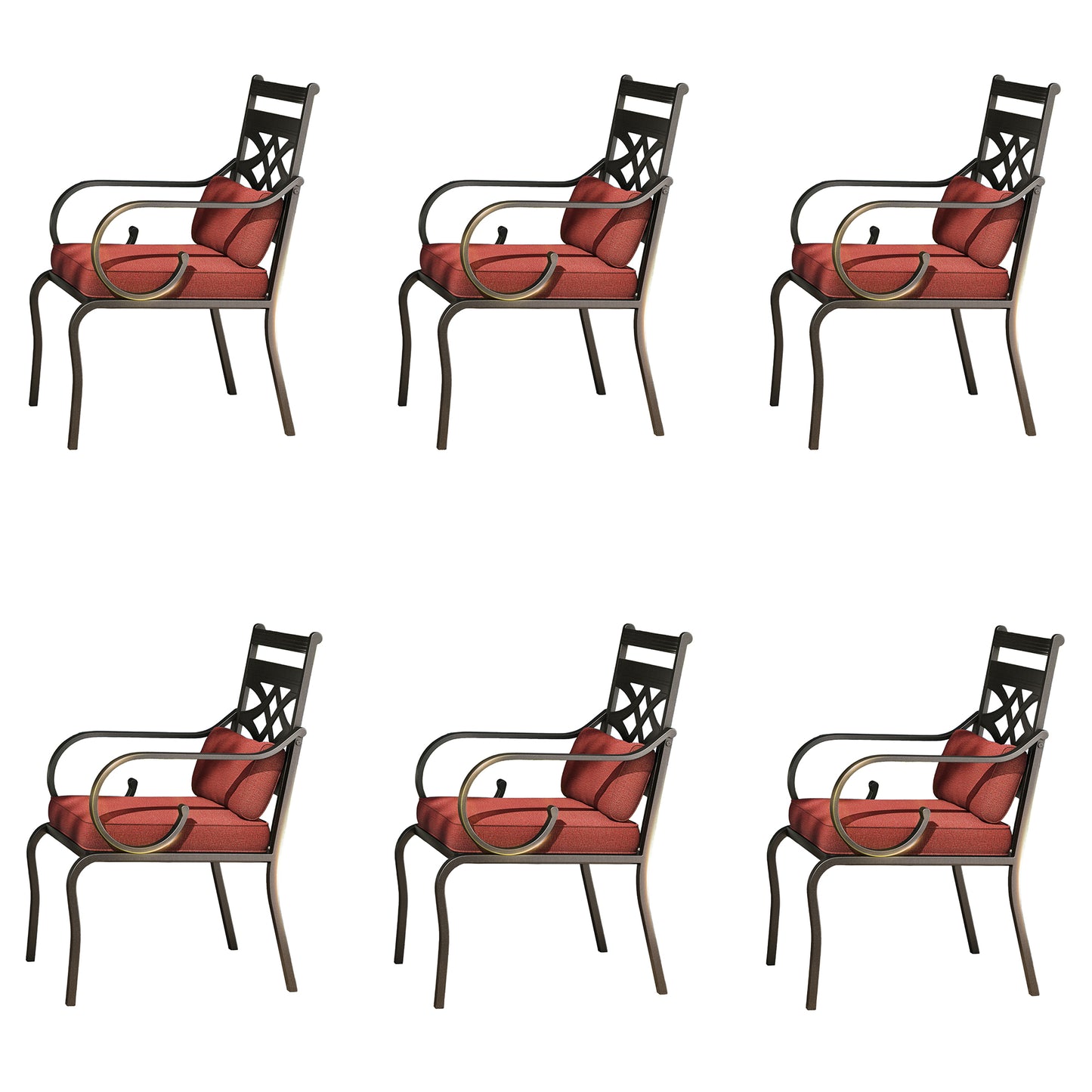 Captiva Designs Outdoor Patio Dining Floral Back Steel Chairs with Thick Seat & Back Cushion