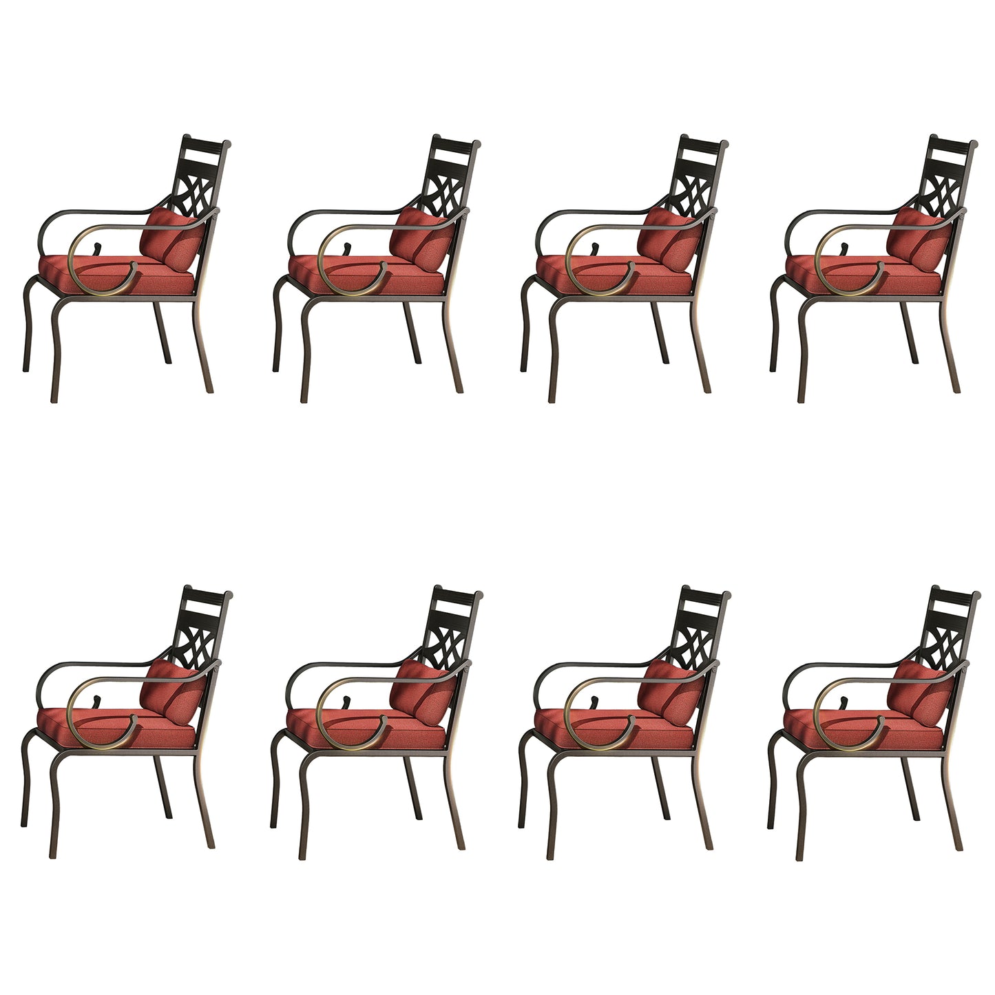 Captiva Designs Outdoor Patio Dining Floral Back Steel Chairs with Thick Seat & Back Cushion