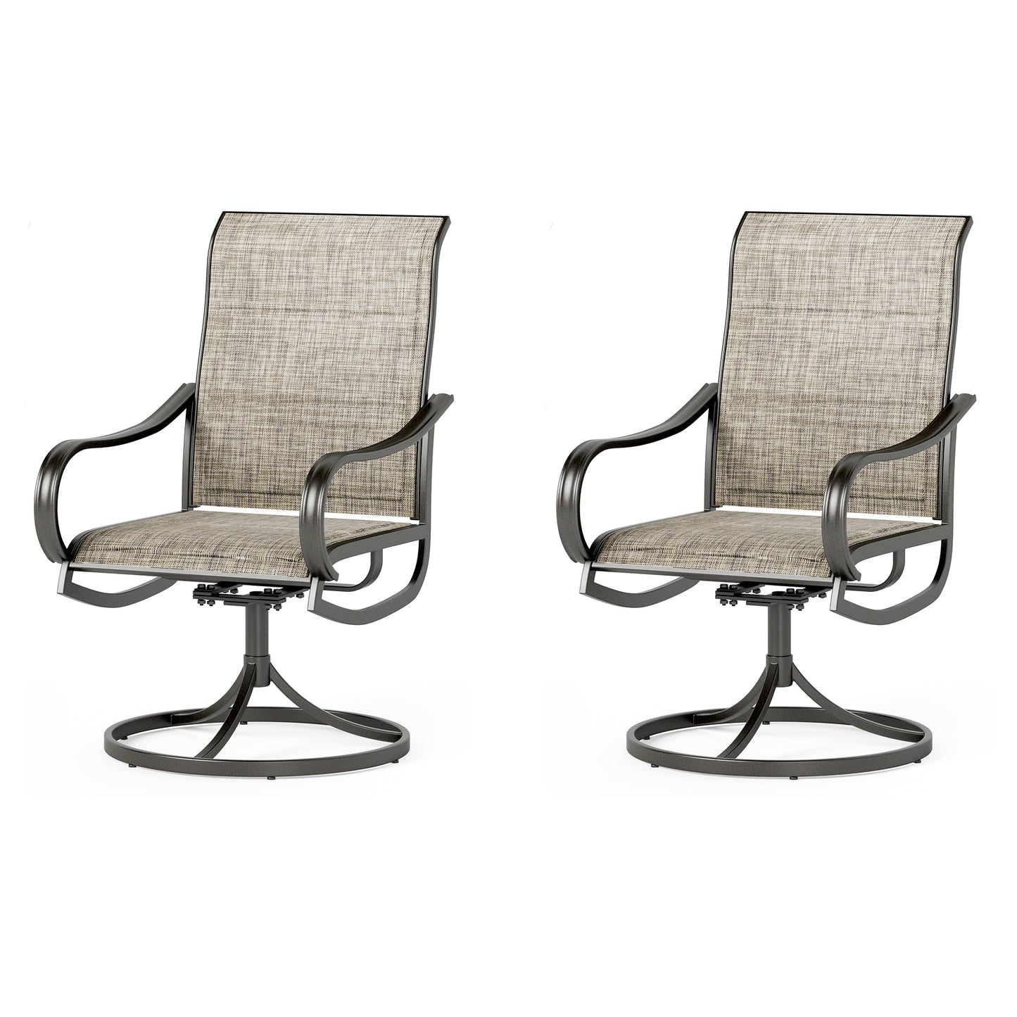 Captiva Designs Outdoor PatioDining Steel Swivel Chairs with Padded Textilene