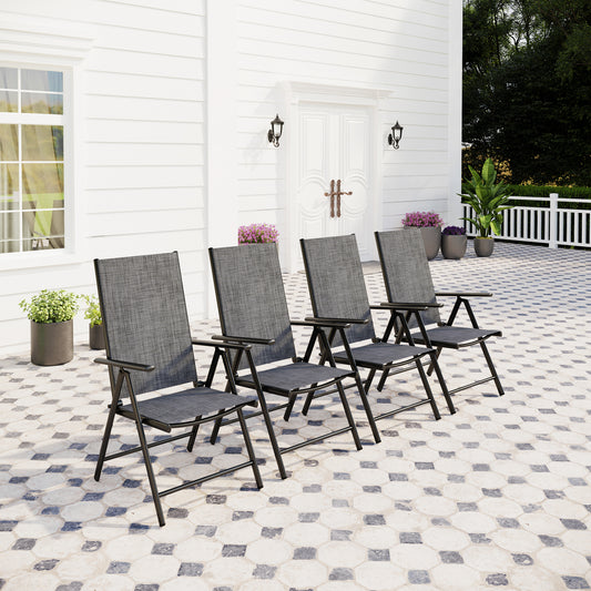 Captiva Designs Outdoor Pre-assembled Aluminum & Steel Frame Textilene Reclining Foldable Chairs, Set of 4