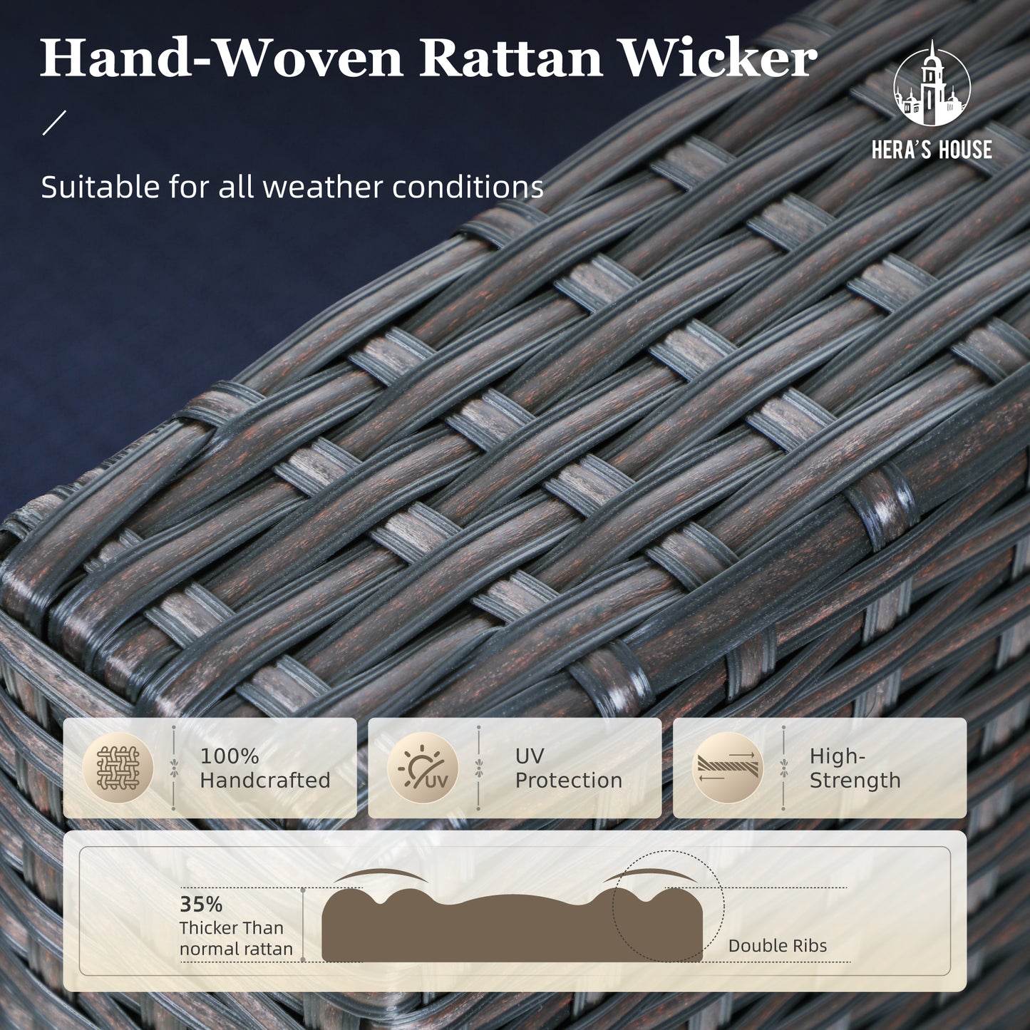 Captiva Designs Outdoor Patio Sectional Sofa Wicker Rattan Patio Conversation Sets for Garden Poolside Yard