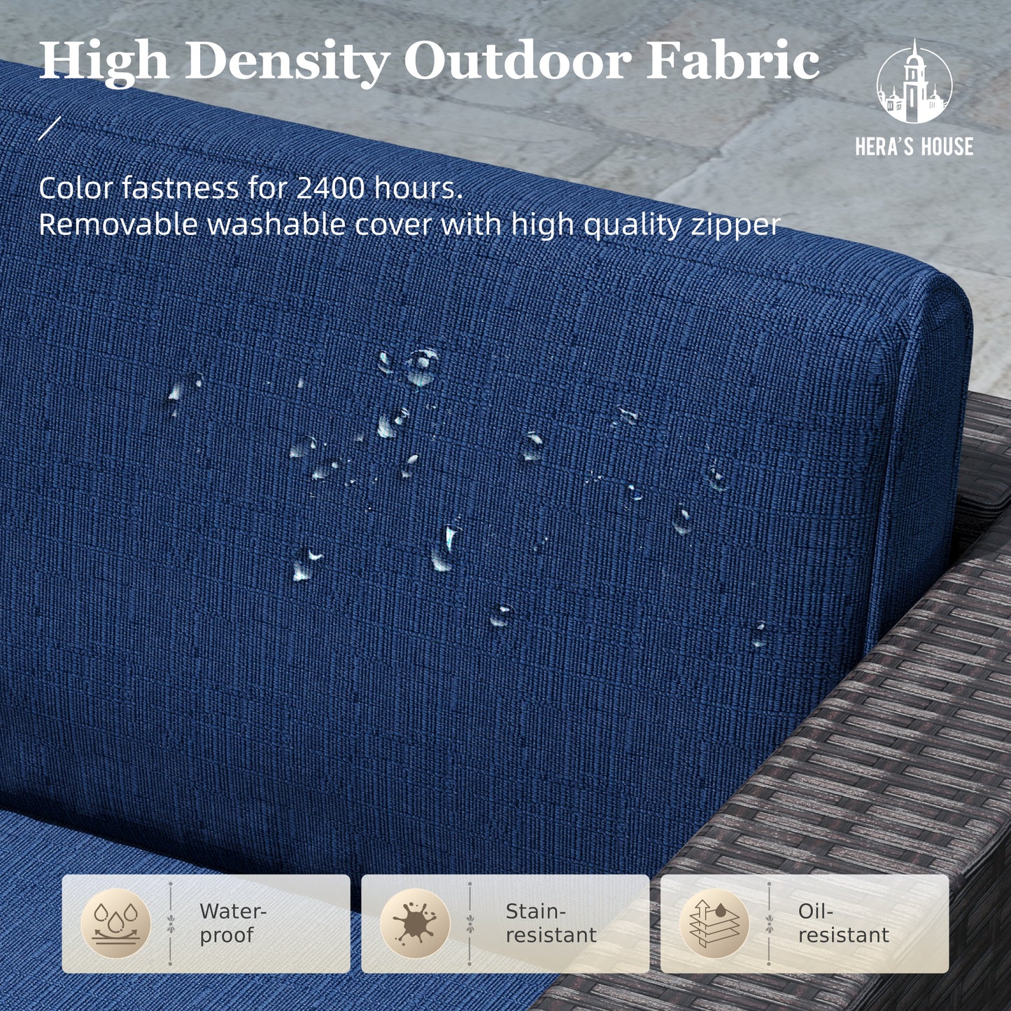 Captiva Designs Outdoor Patio Sectional Sofa Wicker Rattan Patio Conversation Sets for Garden Poolside Yard