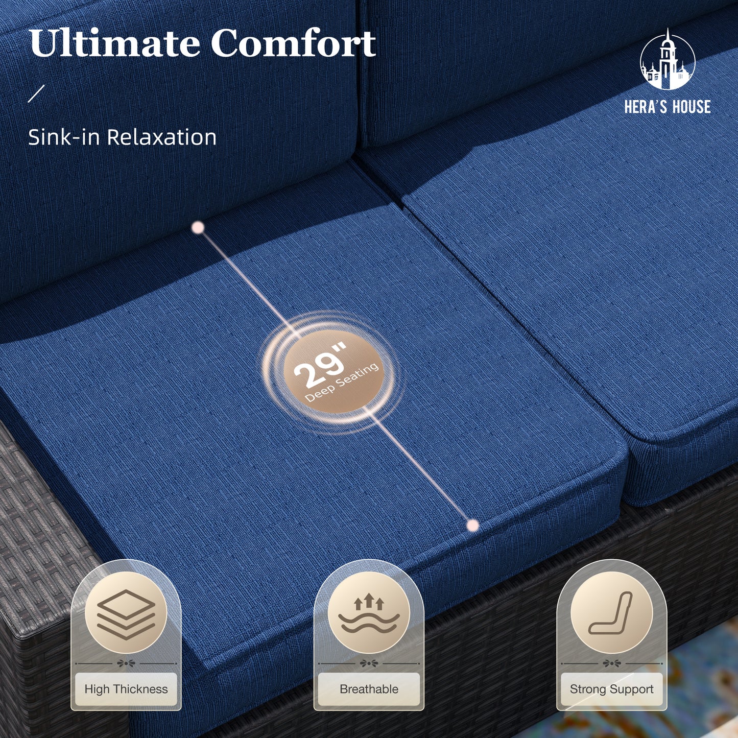 Captiva Designs Outdoor Patio Sectional Sofa Wicker Rattan Patio Conversation Sets for Garden Poolside Yard