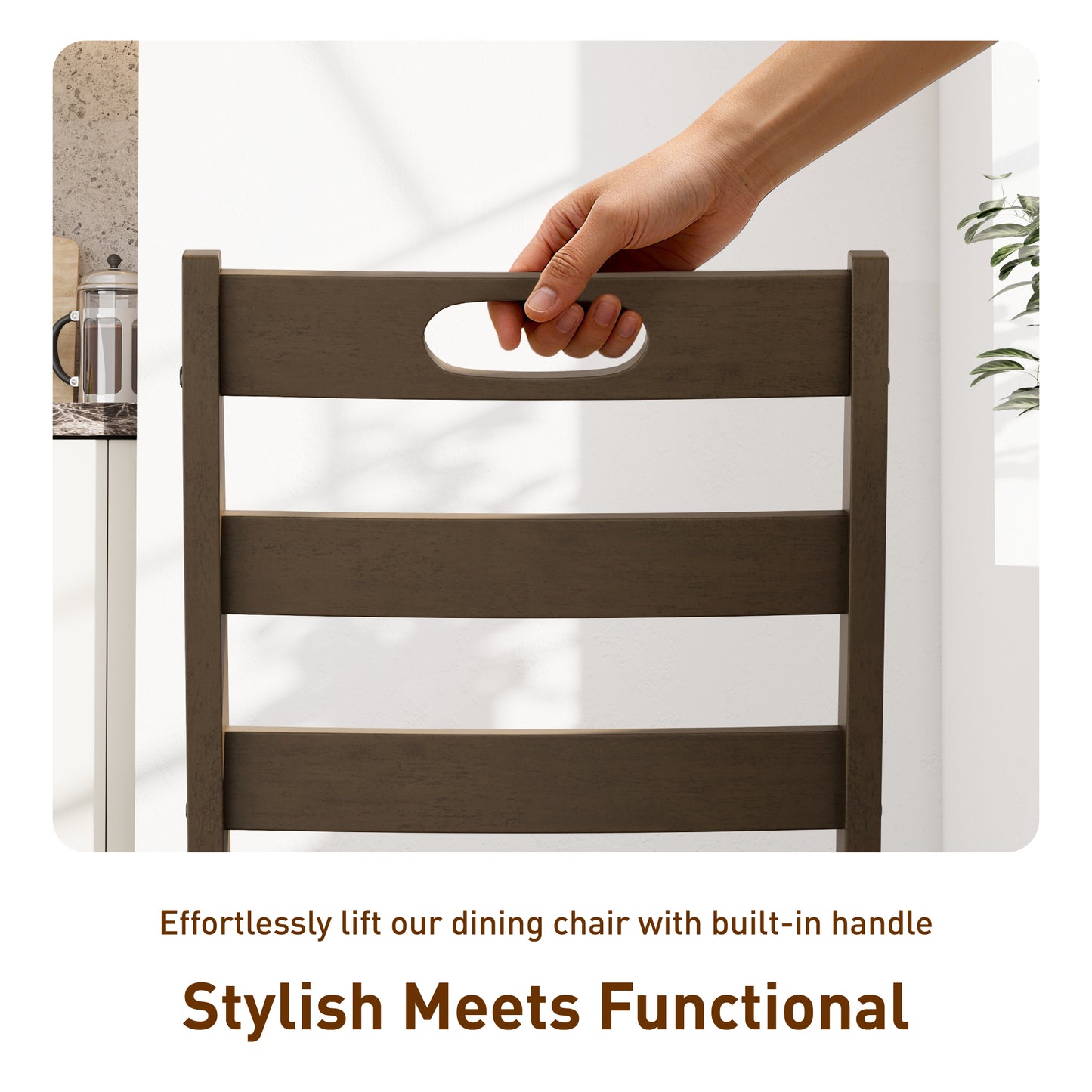 Captiva Designs 5 Pieces Dining Set with Solid Premium Rubberwood Rectangular Table & 4 Comfortable Chairs