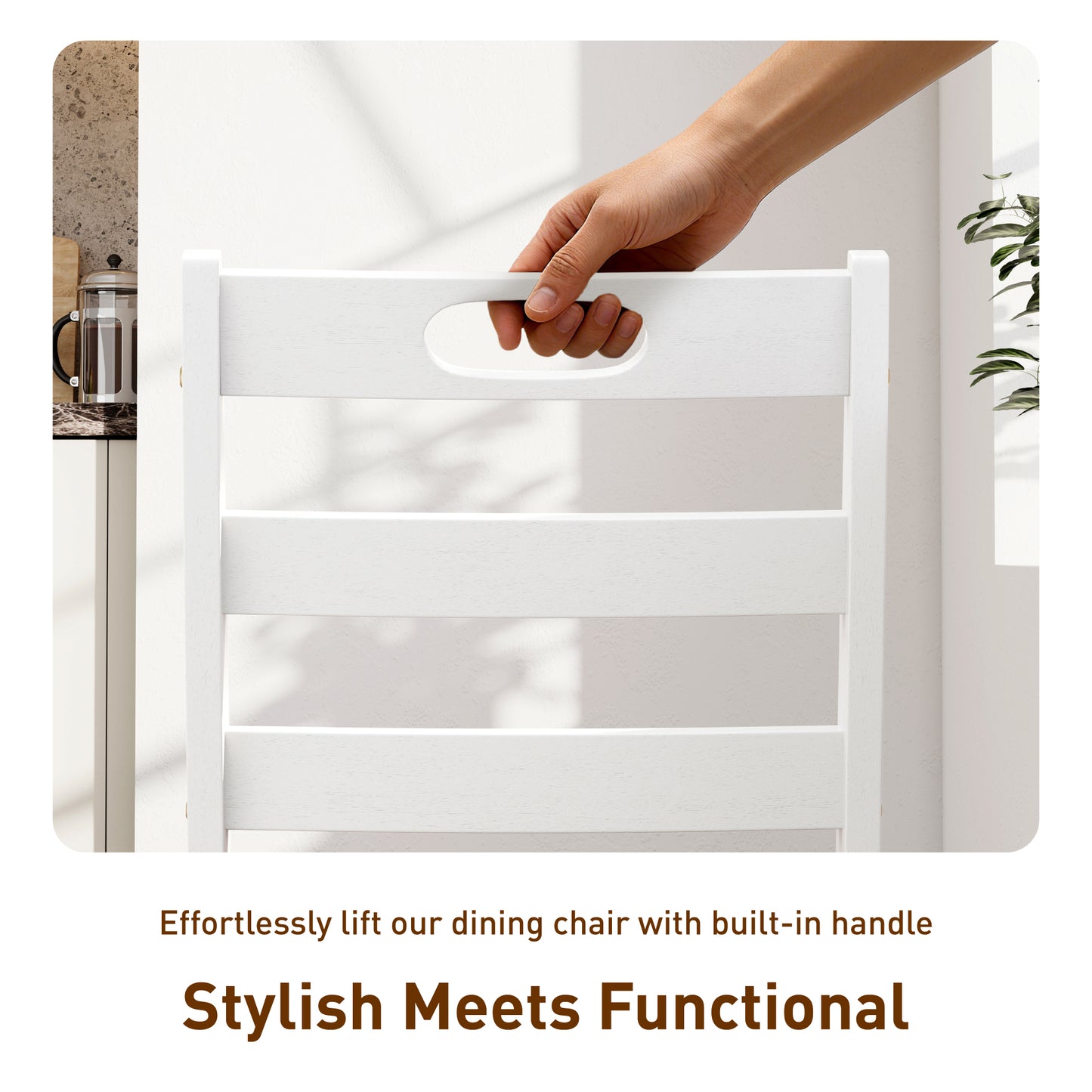 Captiva Designs 5 Pieces Dining Set with Solid Premium Rubberwood Rectangular Table & 4 Comfortable Chairs