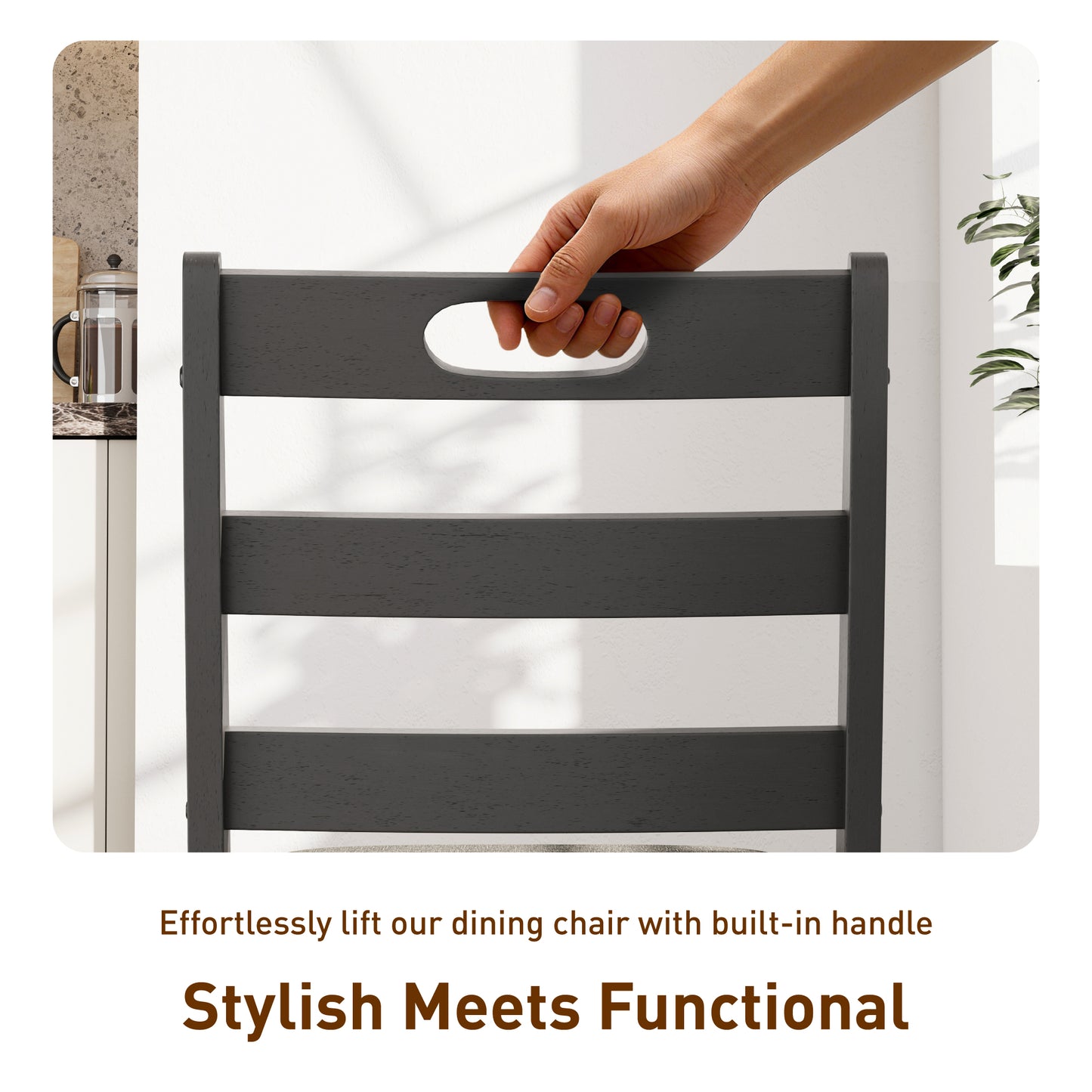 Captiva Designs 5 Pieces Dining Set with Solid Premium Rubberwood Rectangular Table & 4 Comfortable Chairs