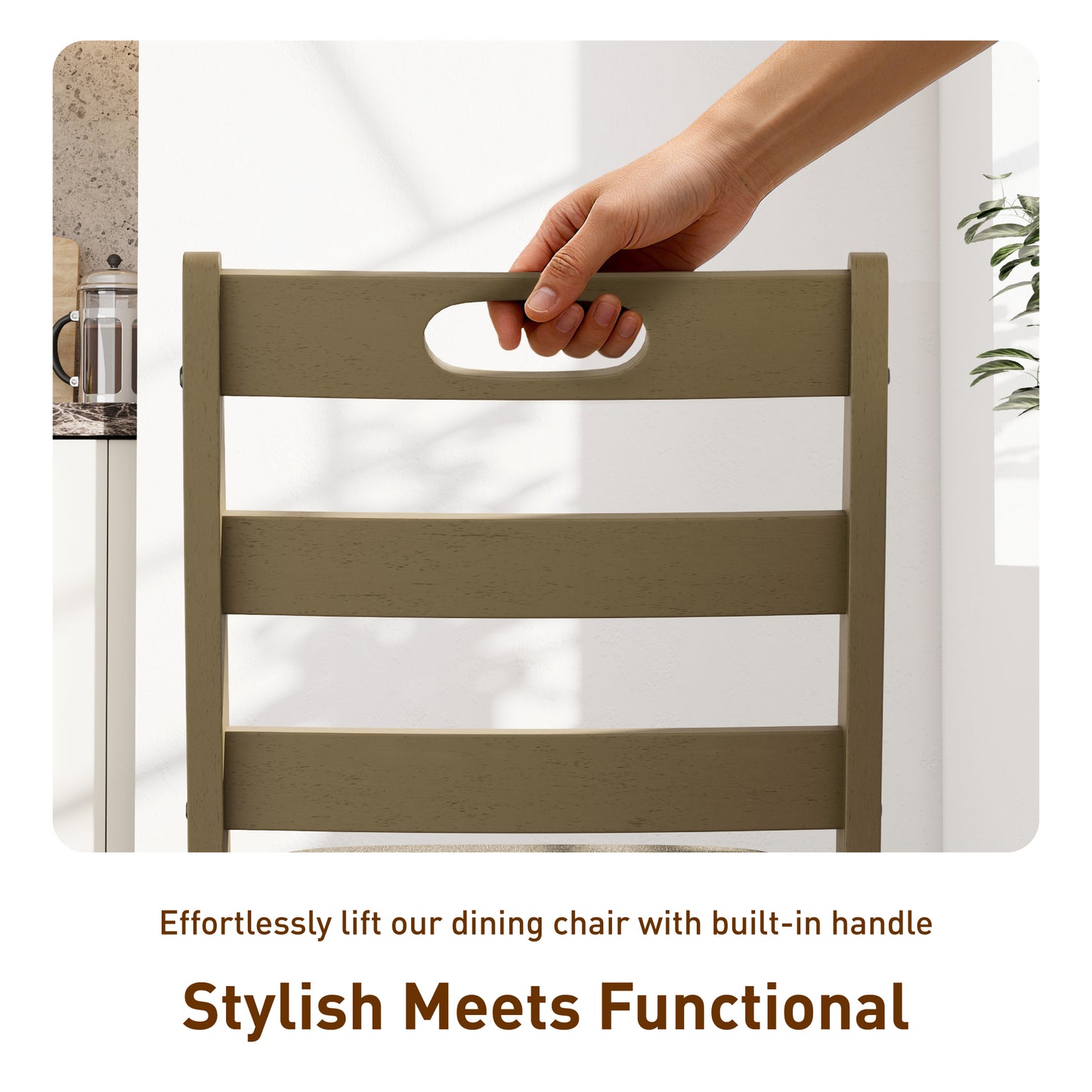 Captiva Designs 5 Pieces Dining Set with Solid Premium Rubberwood Rectangular Table & 4 Comfortable Chairs