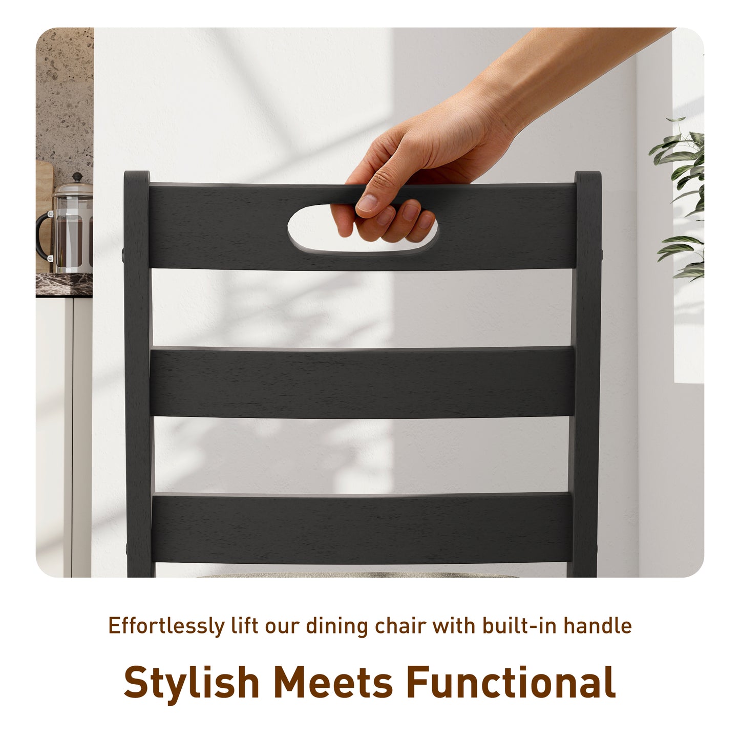 Captiva Designs 5 Pieces Dining Set with Solid Premium Rubberwood Rectangular Table & 4 Comfortable Chairs