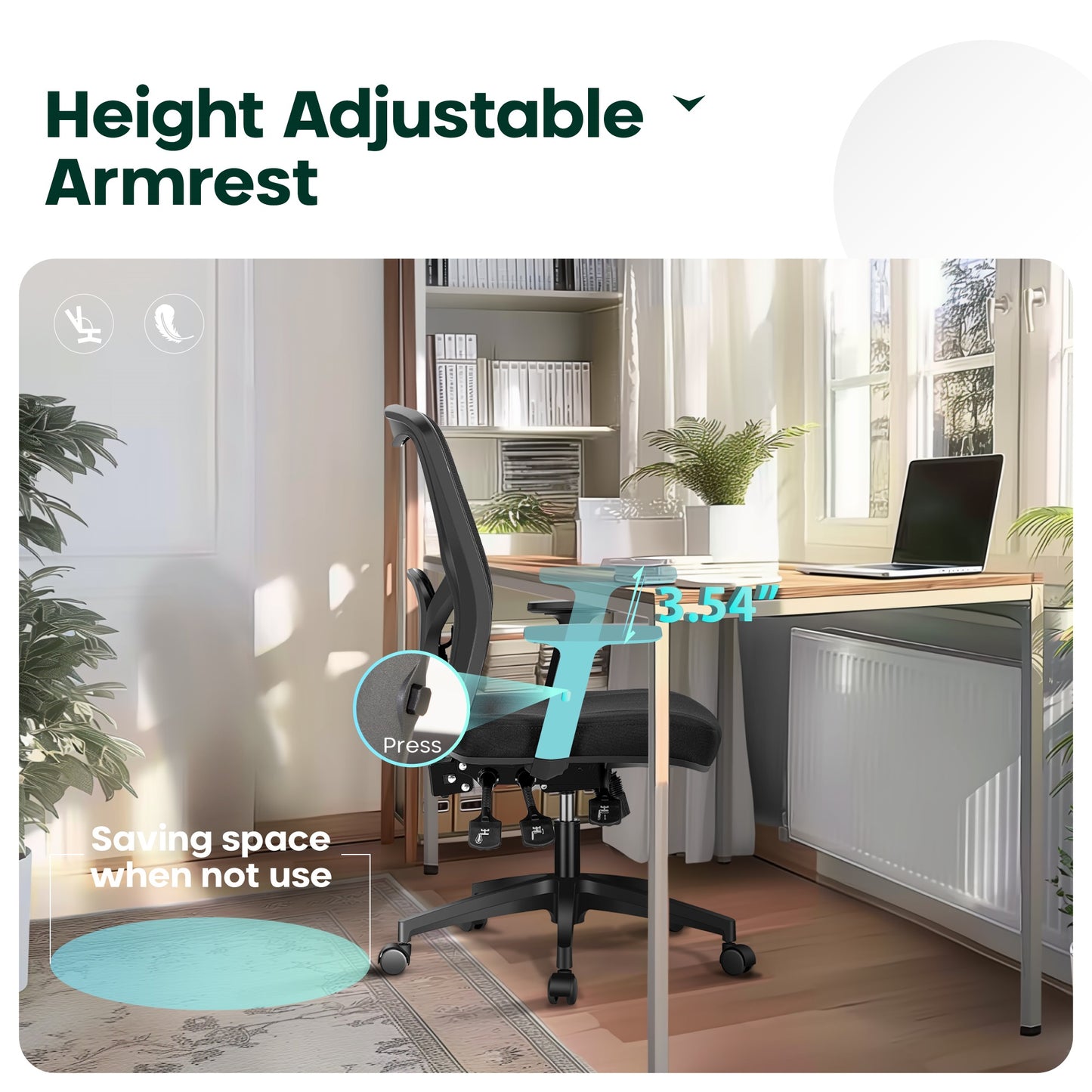 Captiva Designs Ergonomic Office Chair Adjustable Height & Armrest Swivel Chair, Black