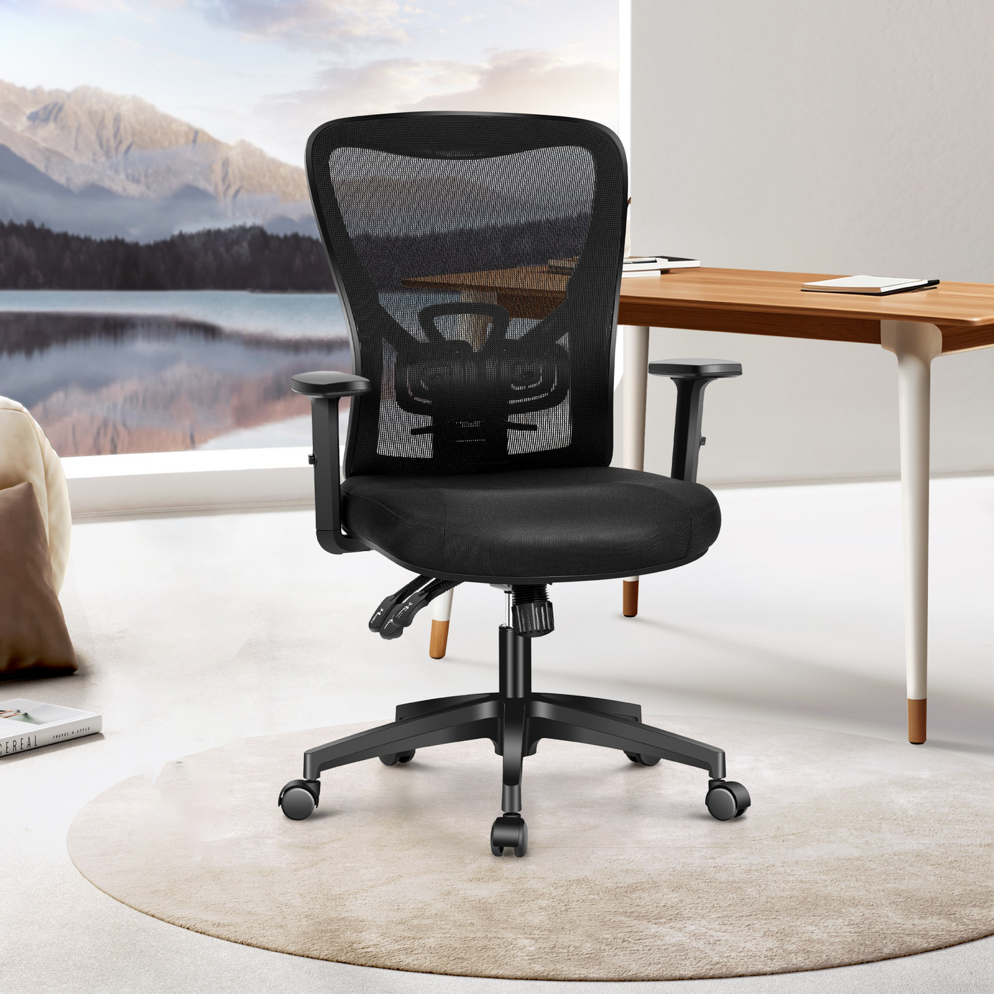 Captiva Designs Ergonomic Office Chair Adjustable Height & Armrest Swivel Chair, Black