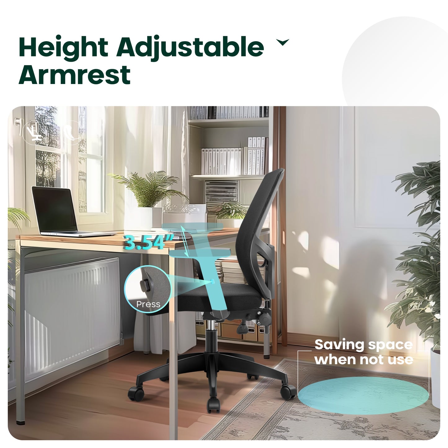 Captiva Designs Ergonomic Office Chair Adjustable Height & Armrest Swivel Chair, Black