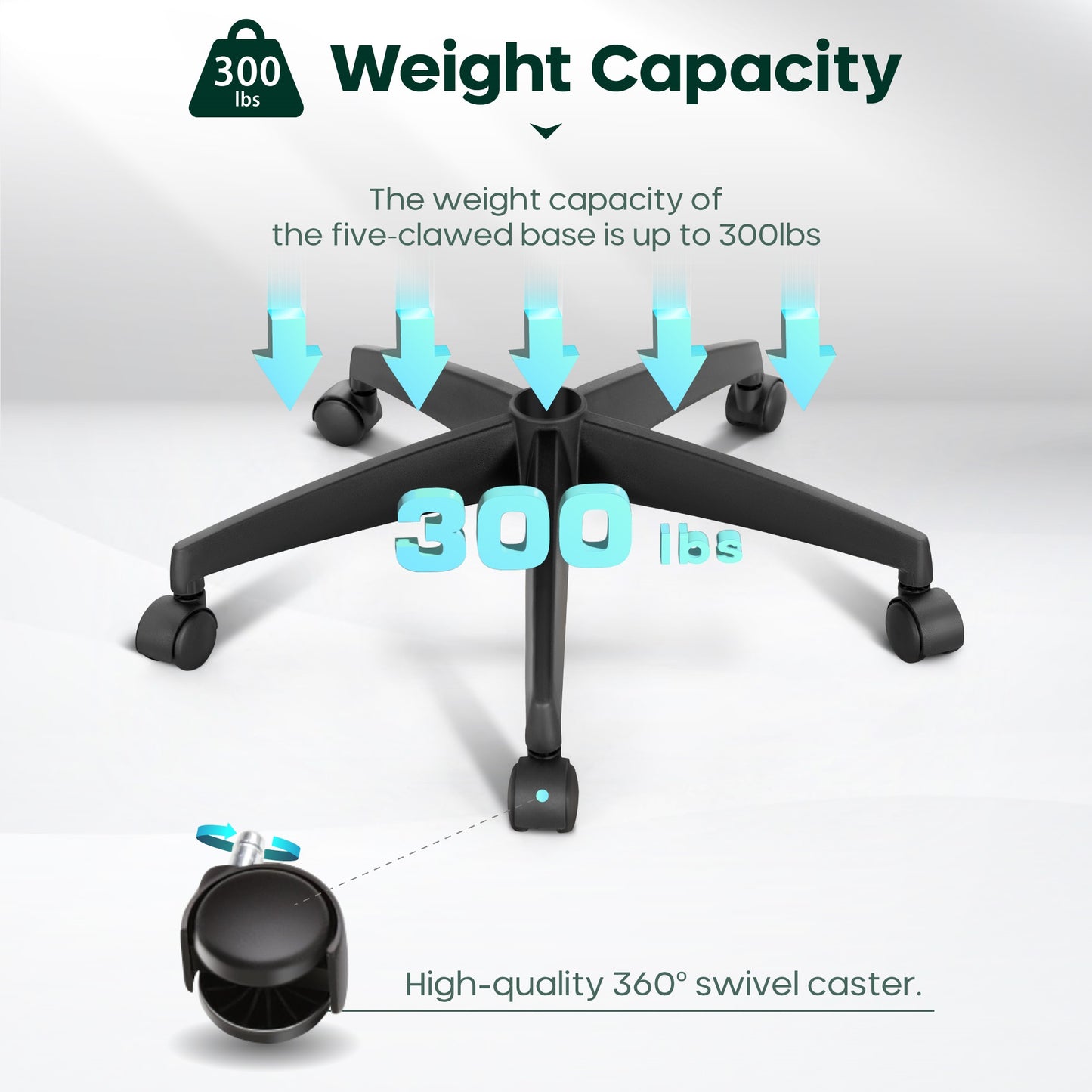 Captiva Designs Ergonomic Office Chair Adjustable Height & Armrest Swivel Chair, Black