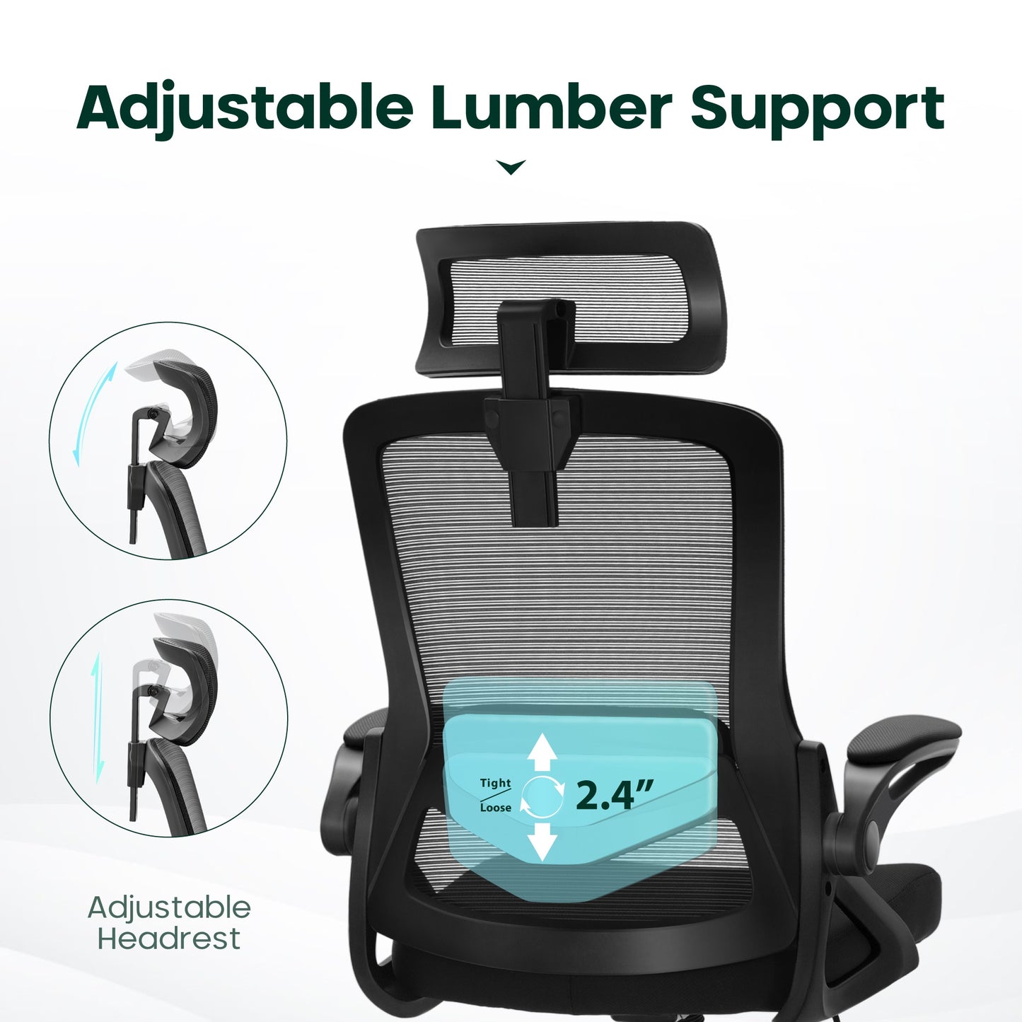 Captiva Designs Ergonomic Office Chair Adjustable Height & Armrest Swivel Chair, Black