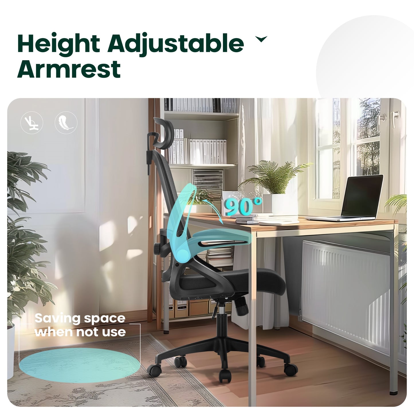 Captiva Designs Ergonomic Office Chair Adjustable Height & Armrest Swivel Chair, Black