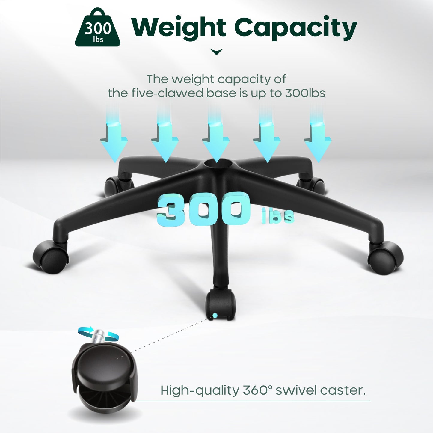 Captiva Designs Ergonomic Office Chair Adjustable Height & Armrest Swivel Chair, Black