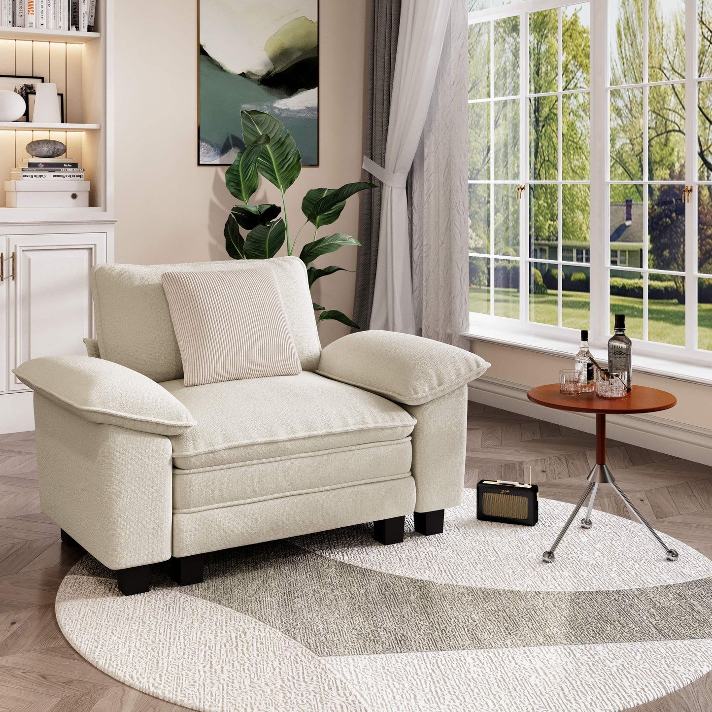 Captiva Designs Oversized Deep Seat Armchair, 1-Seater Upholstered Accent Chair, Comfy Corduroy Reading Chair