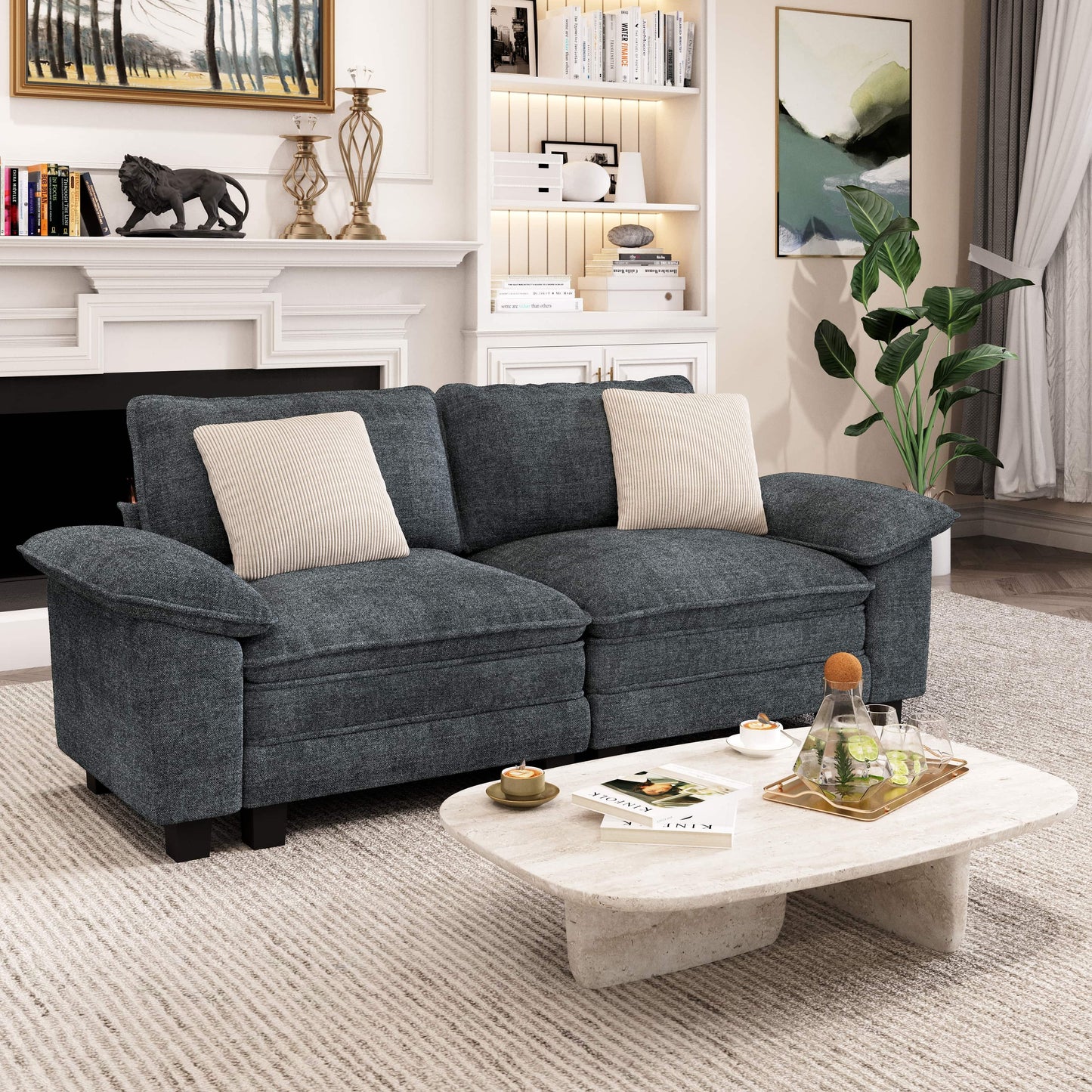 Captiva Designs Modular 2-Seater Loveseat Sofa, 87.5" Deep Sectional for Living Room & Bedroom