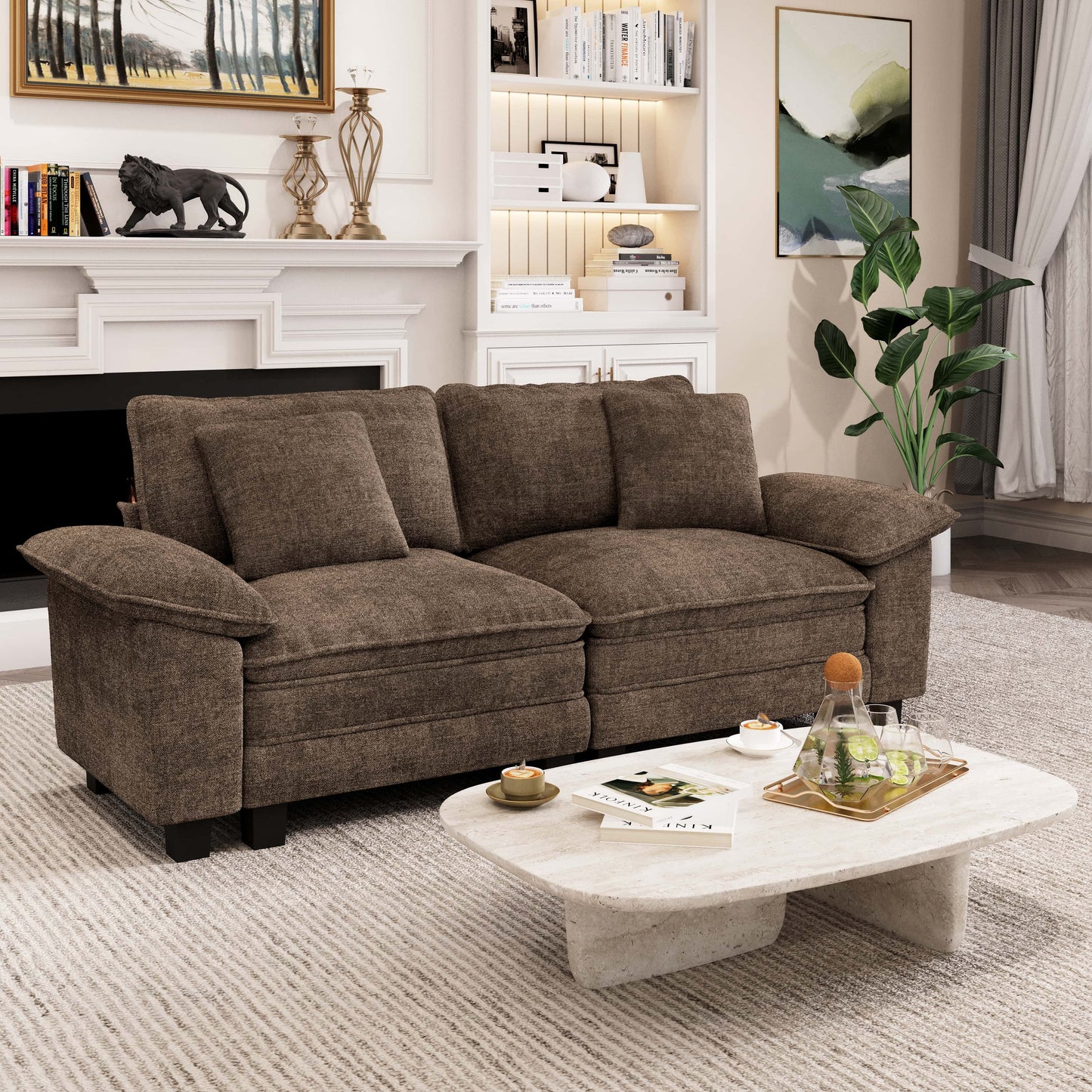 Captiva Designs Modular 2-Seater Loveseat Sofa, 87.5" Deep Sectional for Living Room & Bedroom