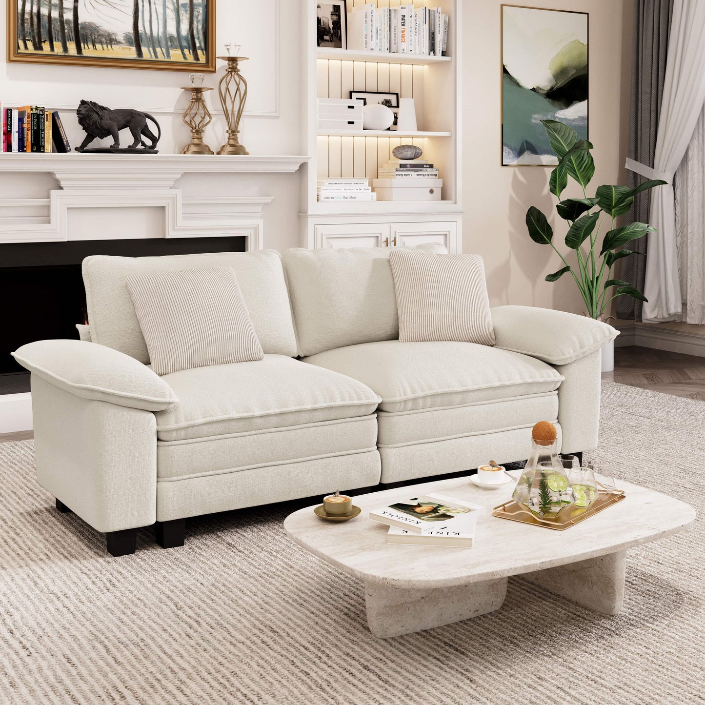 Captiva Designs Modular 2-Seater Loveseat Sofa, 87.5" Deep Sectional for Living Room & Bedroom