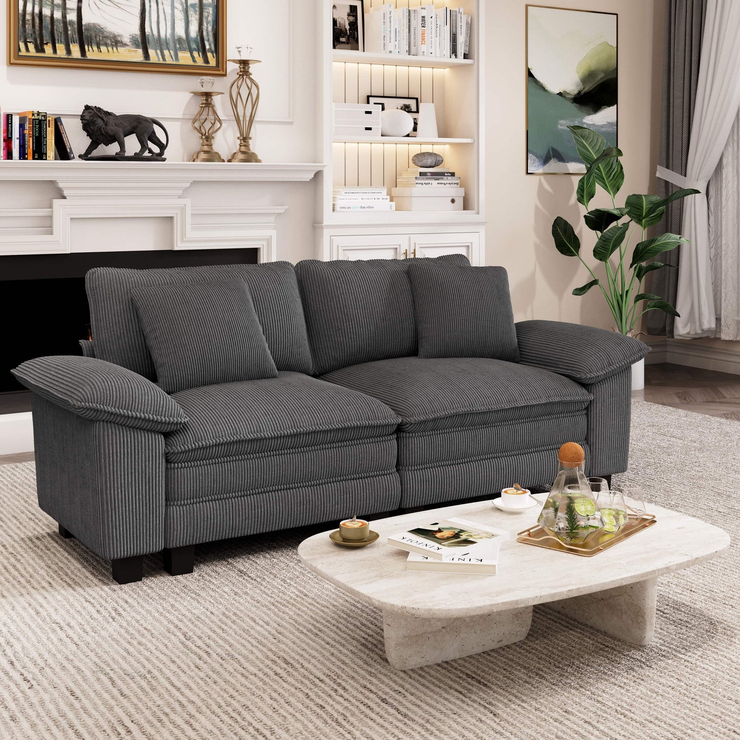 Captiva Designs Modular 2-Seater Loveseat Sofa, 87.5" Deep Sectional for Living Room & Bedroom