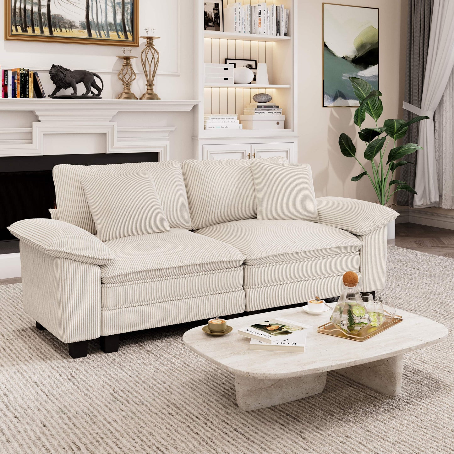 Captiva Designs Modular 2-Seater Loveseat Sofa, 87.5" Deep Sectional for Living Room & Bedroom