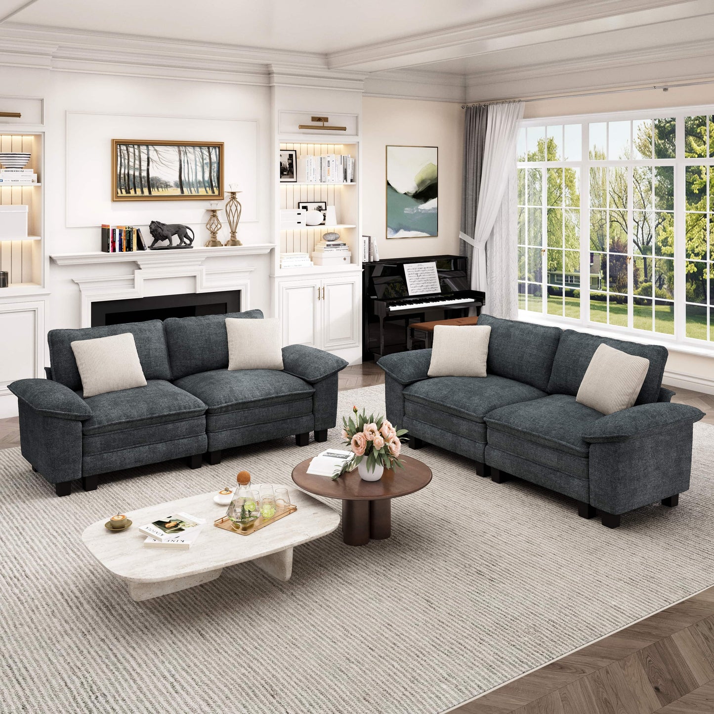 Captiva Designs Cloud Modular Loveseat Sofa Set, 2-Piece Sectional Couch with Deep Seats
