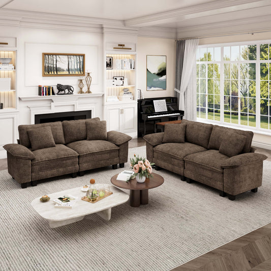 Captiva Designs Cloud Modular Loveseat Sofa Set, 2-Piece Sectional Couch with Deep Seats