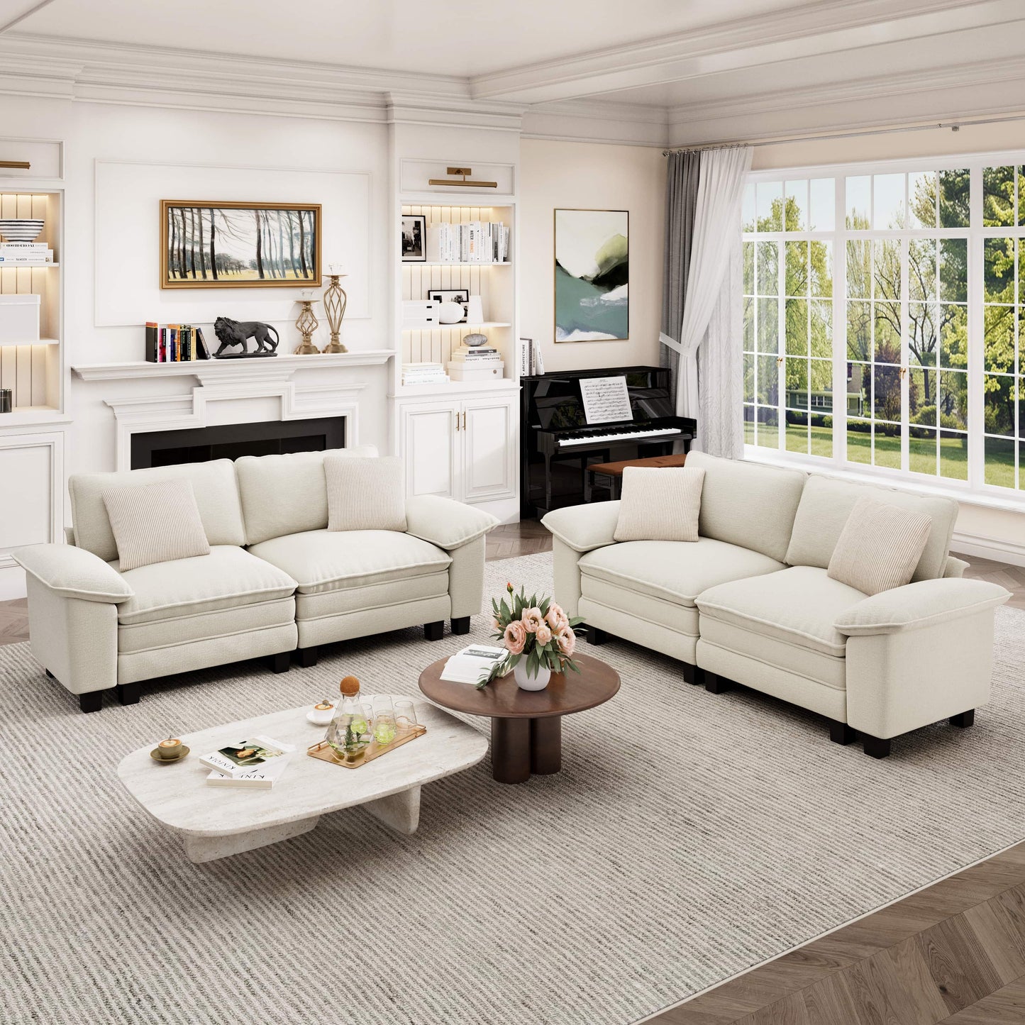 Captiva Designs Cloud Modular Loveseat Sofa Set, 2-Piece Sectional Couch with Deep Seats