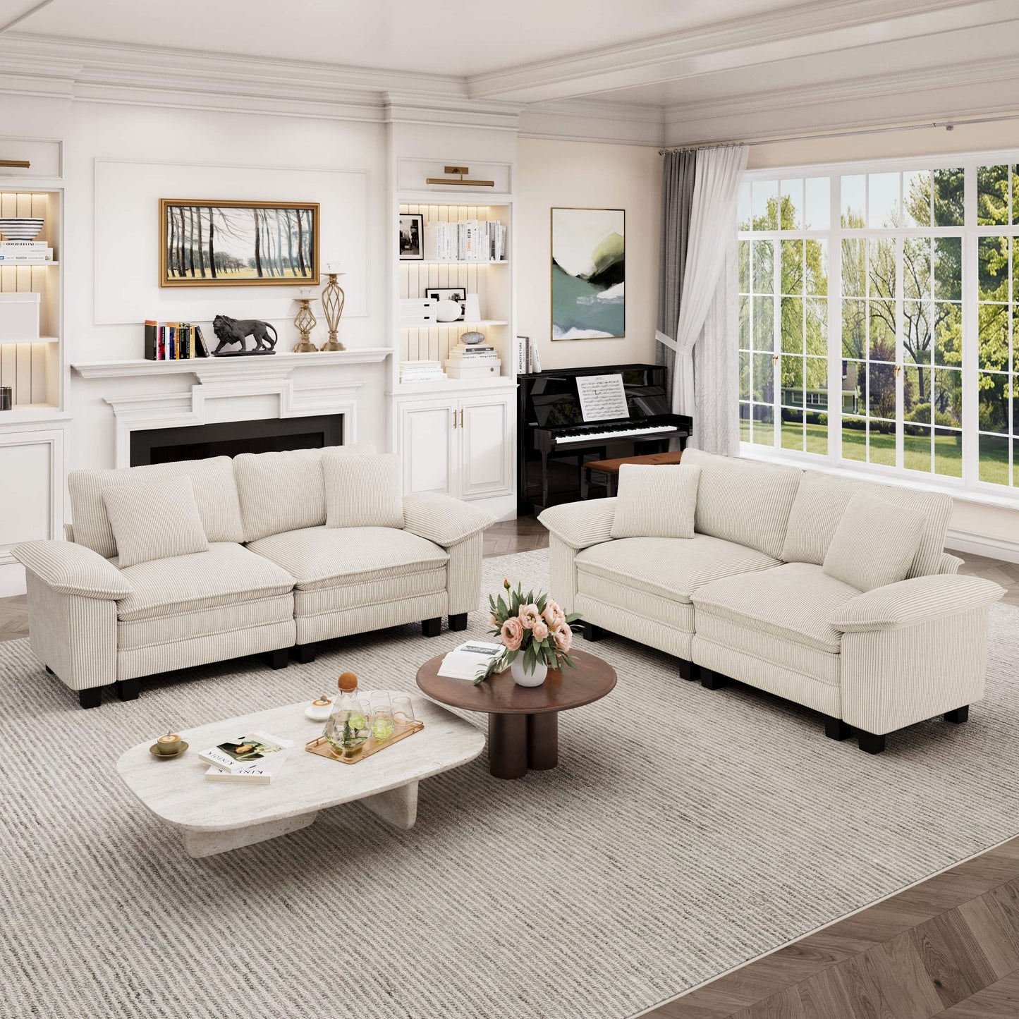 Captiva Designs Cloud Modular Loveseat Sofa Set, 2-Piece Sectional Couch with Deep Seats