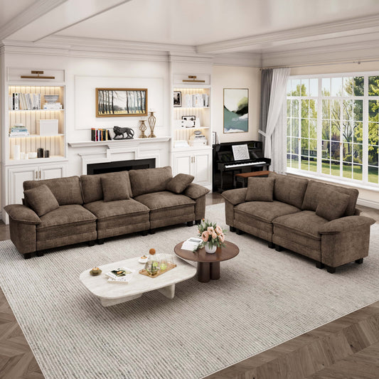 Captiva Designs 2-Piece Cloud Modular Sectional Sofa Set, 5-Seater Couch for Living Room