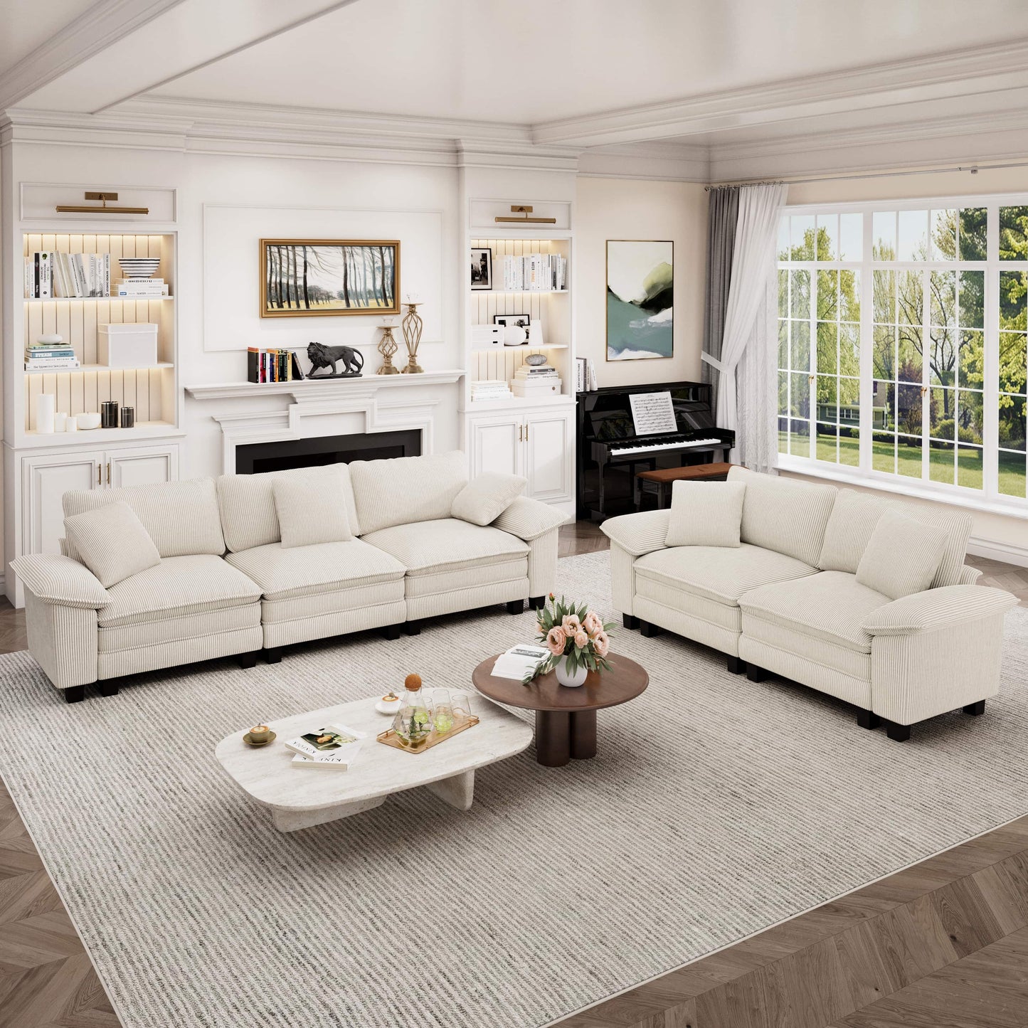 Captiva Designs 2-Piece Cloud Modular Sectional Sofa Set, 5-Seater Couch for Living Room