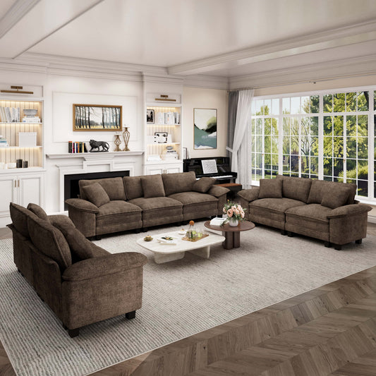 Captiva Designs Cloud Modular Sectional Sofa Set, 3-Piece 7-Seater Upholstered Couches for Living Room
