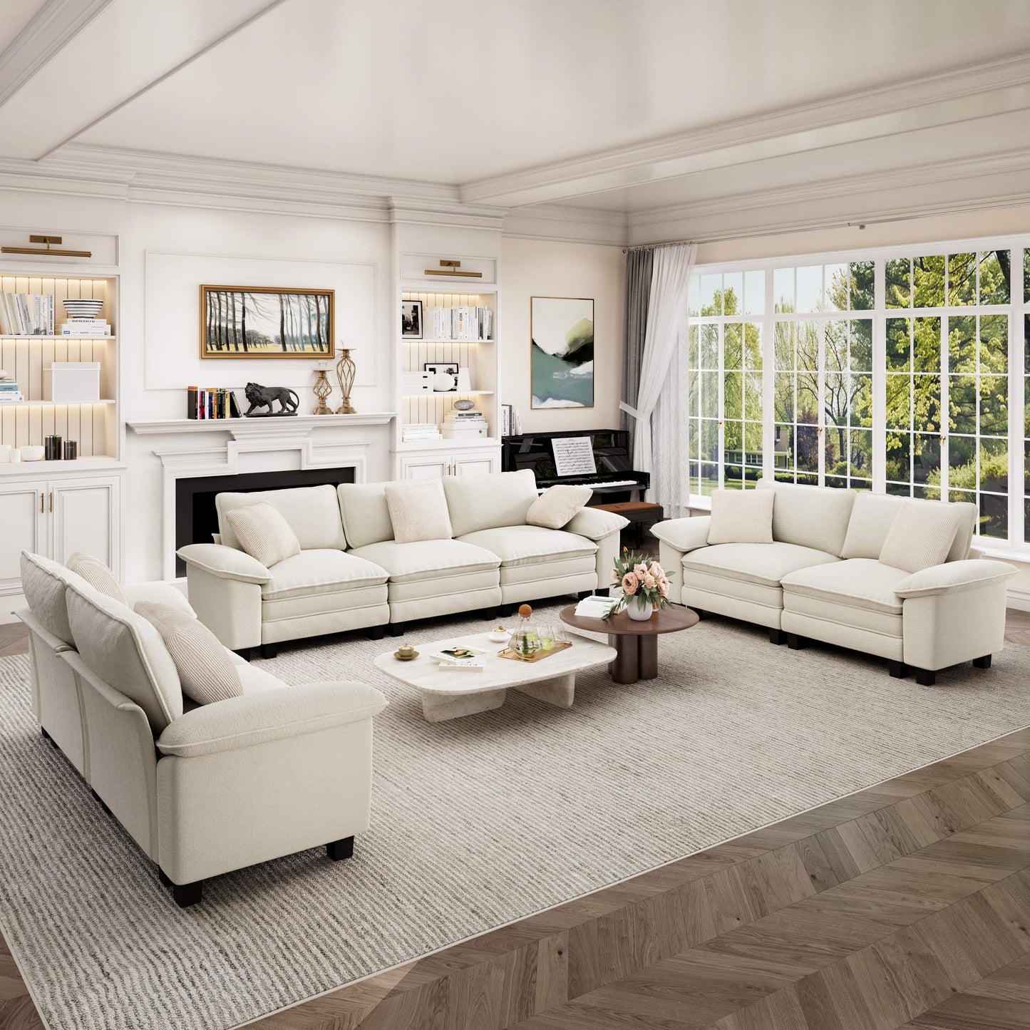 Captiva Designs Cloud Modular Sectional Sofa Set, 3-Piece 7-Seater Upholstered Couches for Living Room